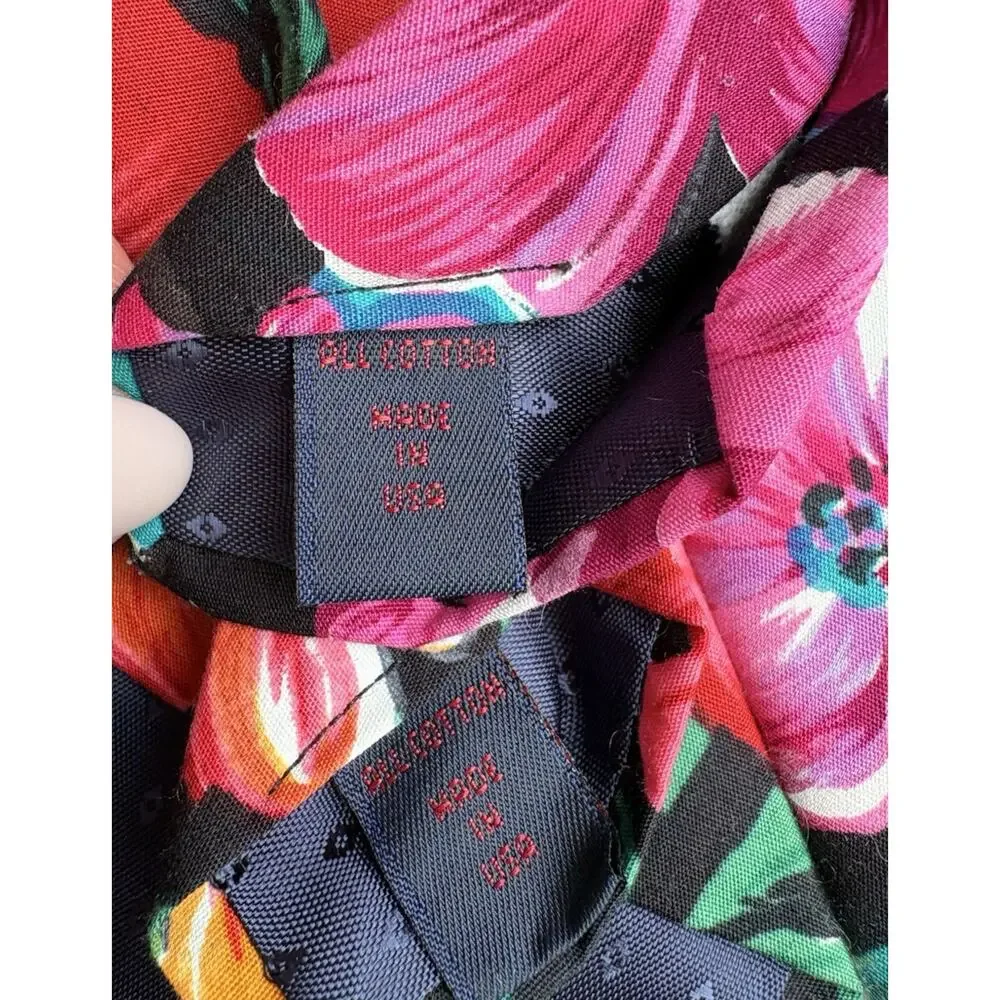 Vintage Rooster Tropical Floral Cotton Tie Lot of 2 USA 100% Cotton 54.5